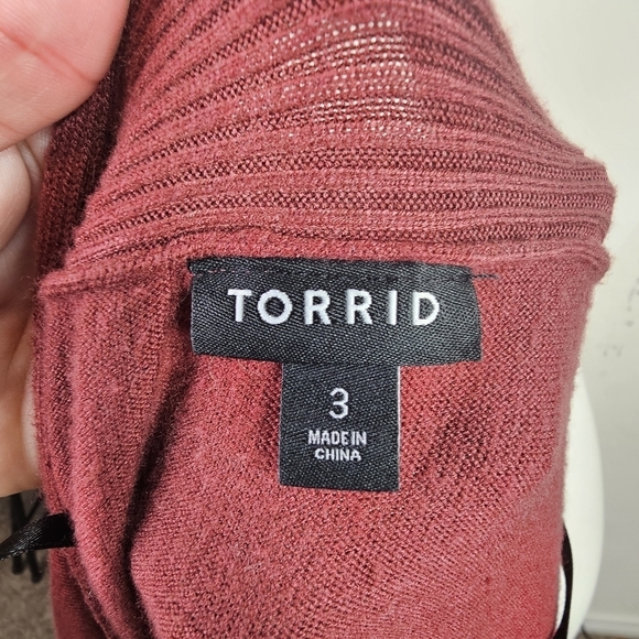 Cardigan Sweater Duster Longline Pockets Cozy Maroon - Picture 6 of 9